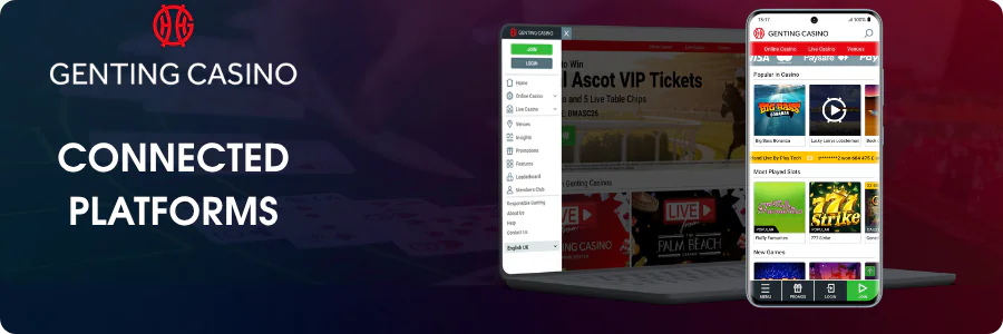 Genting Casino sister sites comparison dashboard showing shared features